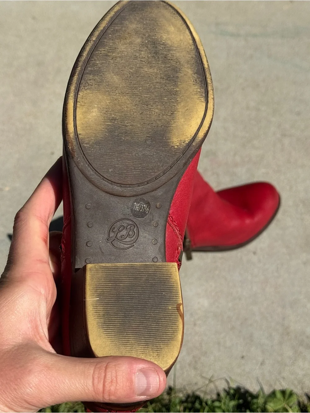Lucky Brand Red Leather Ankle Booties with Side Zip Sz 7